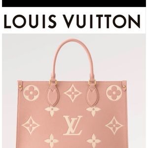 LOUIS VUITTON ONTHEGO MM
MONOGRAM LEATHER ROSE/
TRIANON CREME